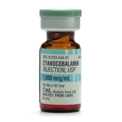 Cyanocobalamin, Vitamin B-12, 1,000 mcg/mL, MDV, 1mL/Vial,  25 Vials/Tray