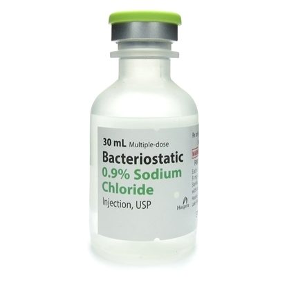 Sodium Chloride 0.9%, Bacteriostatic, Plastic, 9mg/mL, MDV, 30mL Vial