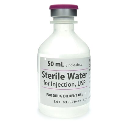 Sterile Water Injection, Single Dose Vial 50 mL, Each