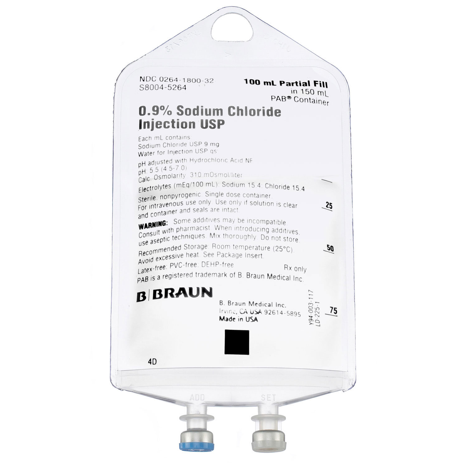 0.9% Sodium Chloride IV Solution Injection, PAB® Partial Additive Bag ...