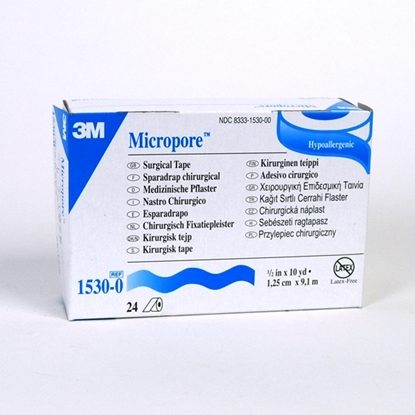 Tape, Micropore, Paper, 1/2" x 10 Yards, Hypoallergenic, 24/Box