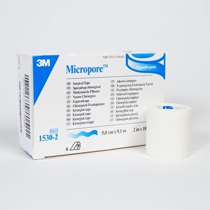Tape, Micropore, Paper, 2" x 10 Yards, Hypoallergenic, 6/Box