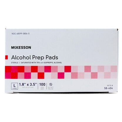 McKesson Alcohol Prep Pads Large, 100/Box