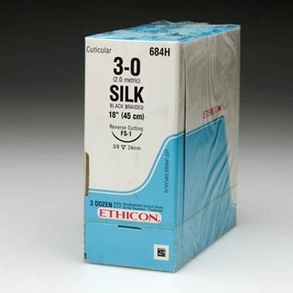 Suture, Silk, 3.0, FS-1, Black, 18", 12/Box