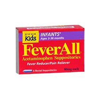 Acetaminophen, 80mg, Feverall®, Suppositories, 6/Box
