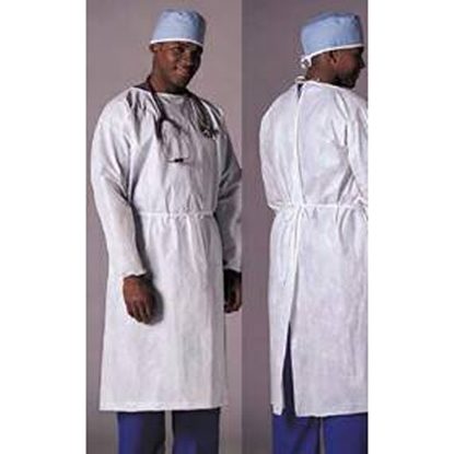 Gown, Protective, Long Sleeve, White, With Ties, 50/Case