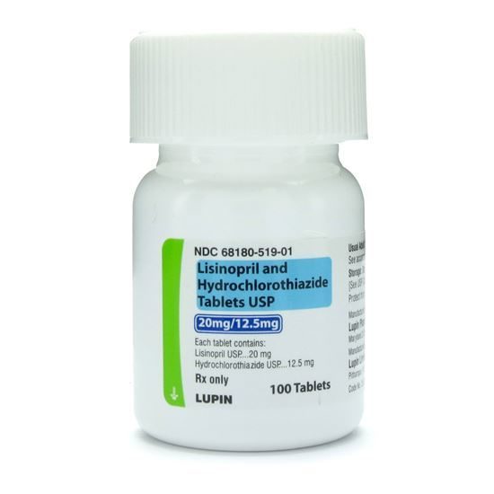 Lisinopril/HCTZ, 20/12.5mg, 100 Tablets/Bottle McGuff