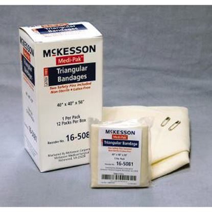 Bandage, Triangular with Pin, 40" x 40"x 56" Latex-Free, Muslin, Medi-Pak™, 12/Box