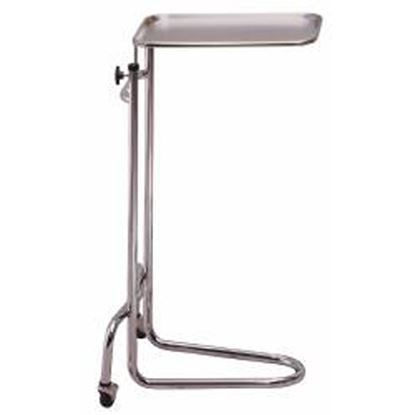 Mayo Stand, Instrument, w/ 2 casters& U-Shaped Base, S/S Tray 3/4"x12 1/2"x19", Adjustable 34"-53", Each