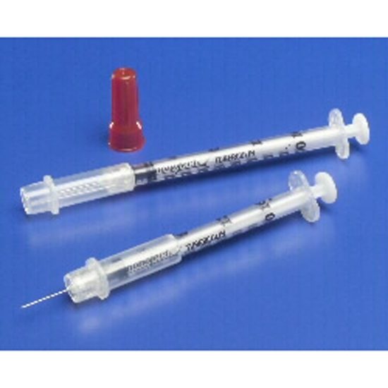 1cc Tuberculin Syringe, 25G x 5/8, Safety Lock, Sterile, Monoject™,  100/Box