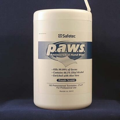 Towelettes Pre Moistened, P.A.W.S.™, 5" x 8", Ethyl Alcohol, Large Pull out Tubs, 160/Tub, 12 Tubs/Case