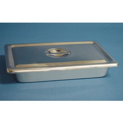 Tray, Instrument Stainless Steel, w/recessed lid 12 1/8" x 7 5/8" x 2 1/8",  Each