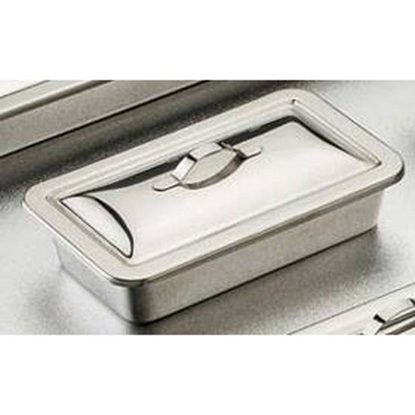 Tray, Instrument Stainless Steel, 8" x 5" x 2", with Strap Handle Lid, Each