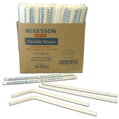 McKesson Straws Flexible Plastic, 500/Box