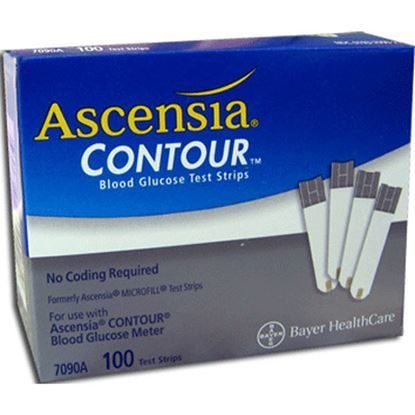 Blood Test, BAYER Contour®, Glucose Test Strips, 100/Box