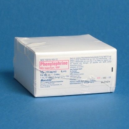 Phenylephrine HCl, 1%, SDV, 1mL, 25 Vials/Tray