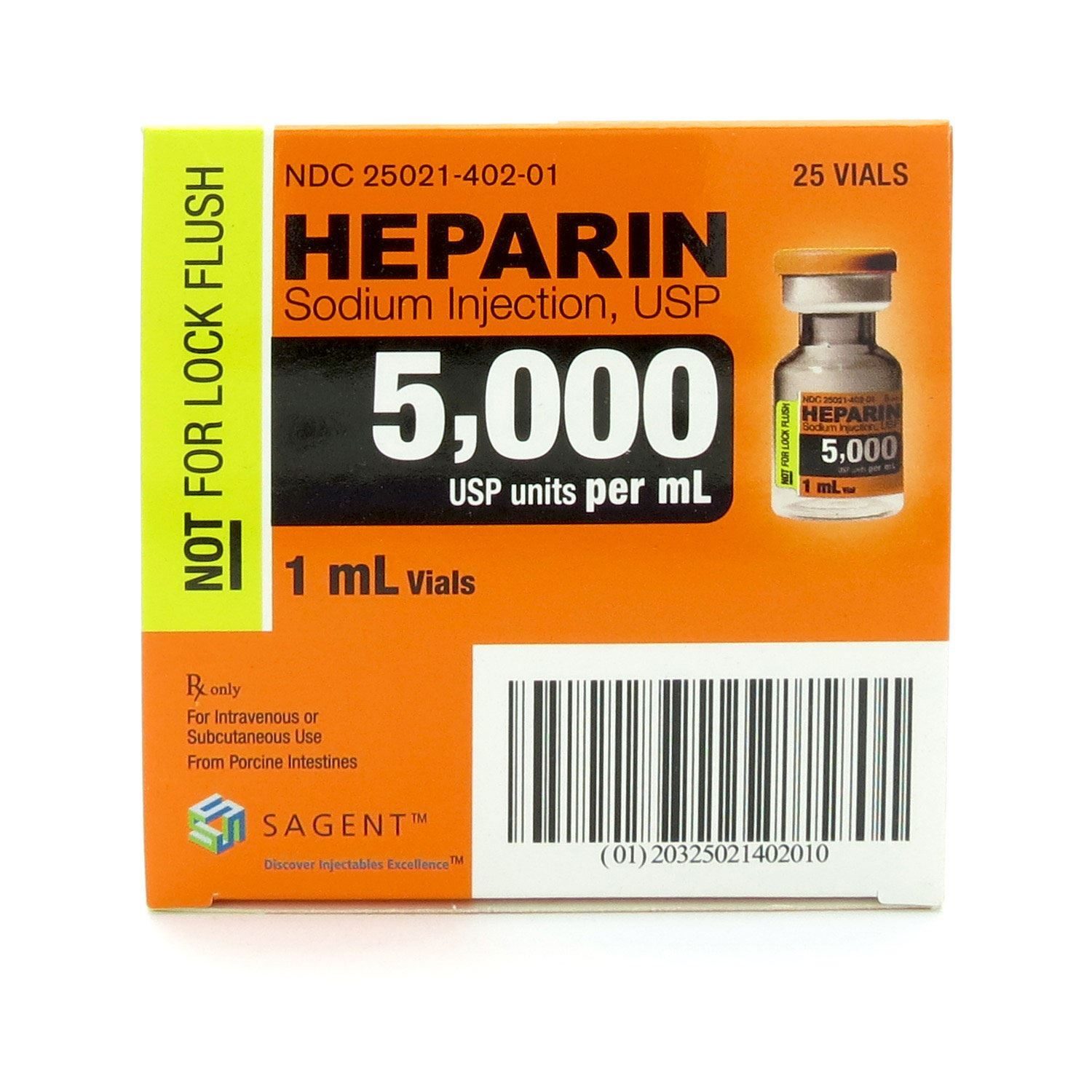 Heparin Sodium, 25 Vials/Tray McGuff