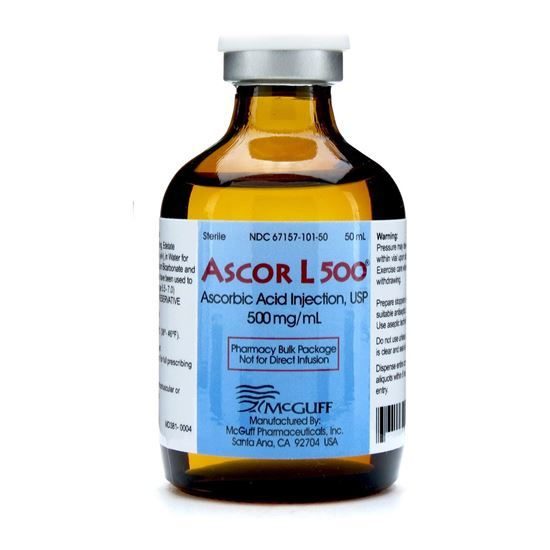 Picture of Ascor L 500®, Ascorbic Acid Injection,   500mg/mL  SDPF   50mL Vial   *Currently available for Export Only, for US customers use item# 008232*