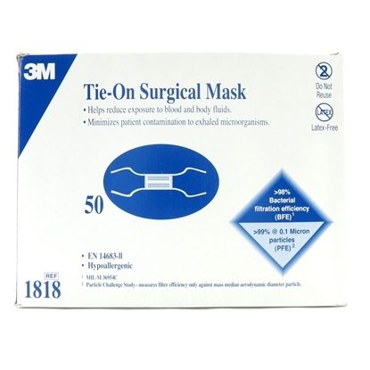 Mask, Surgical, Tie-On, 3M,  50/Box