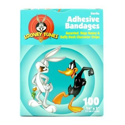 Bandage, Cartoon Bugs/Daffy, 3/4" x 3", Plastic, 100/Box
