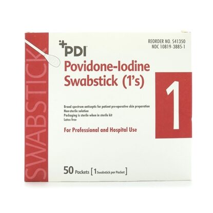 PDI® Impregnated Swabstick Povidone-Iodine 10%, 50/Box