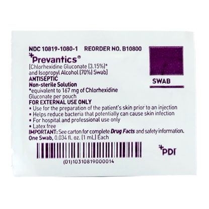 Prevantics Prep-Pad,   Peel-Pouch, Chlorhexadine 3.15%/Alcohol 70%,  3 1/8"x 1 1/8", 100/Box