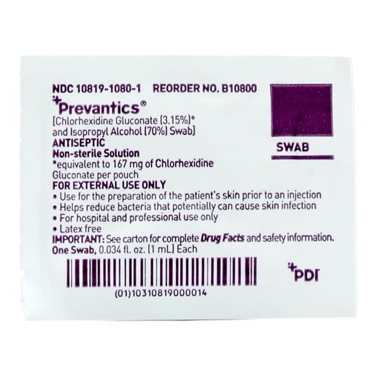 Prevantics PrepPad Swab  PeelPouch  Chlorhexadine 315Alcohol 70   100Box