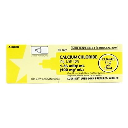 Calcium Chloride, 10%, 100mg/mL  Needleless Syringe  10mL/Syringe