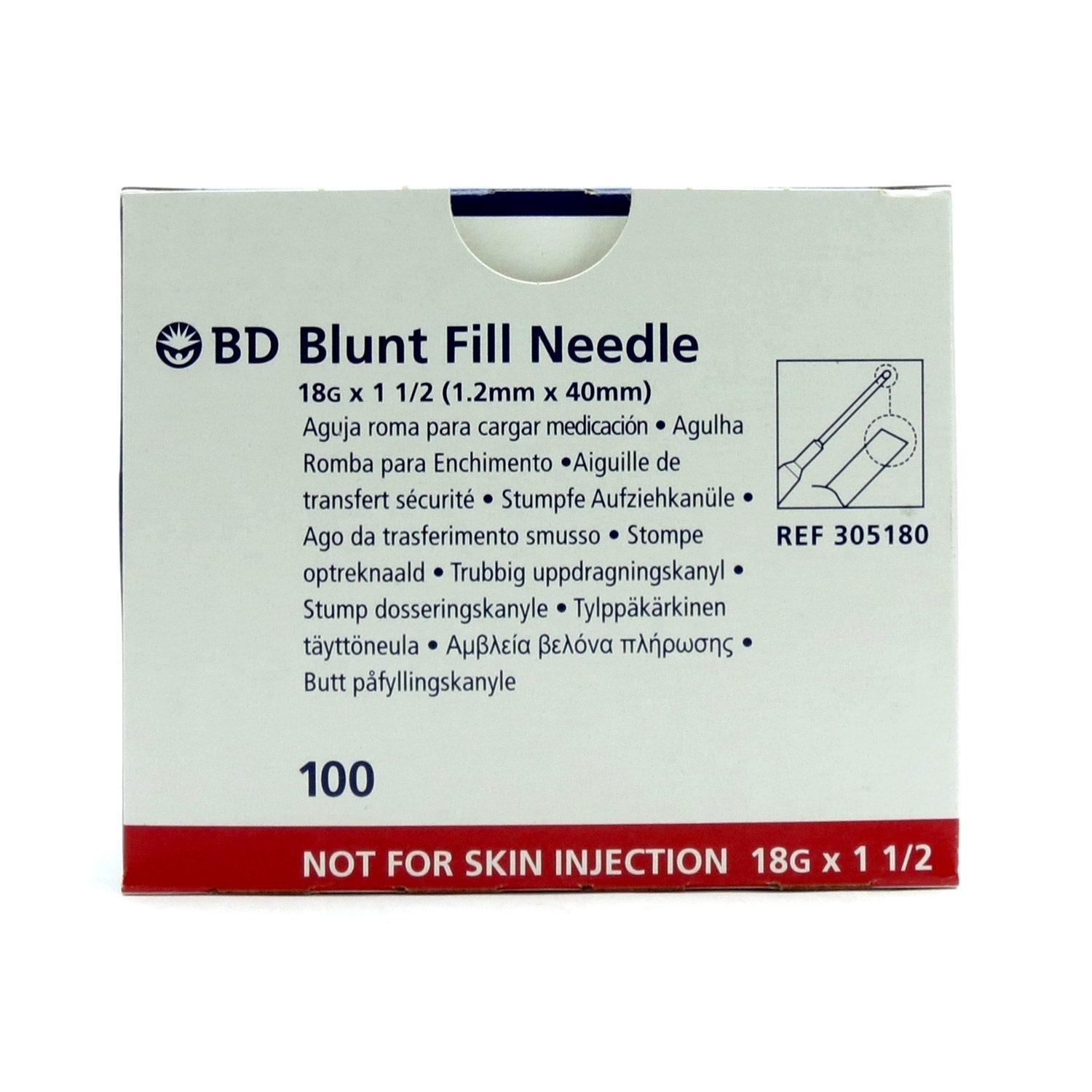 18Gx1 1/2" Blunt Fill Needle, Medication Transfer 100/box McGuff