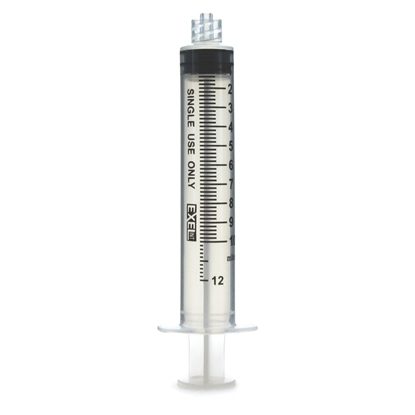 10cc-12cc Syringe, Luer Lock, No Needle, w/cap, Exel,  Sterile, 100/Box