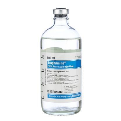 Amino Acid 10% Trophamine, Glass 500mL, 6/Case