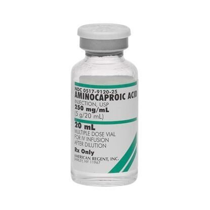 Aminocaproic Acid, 250mg/mL, SDV, 20mL/Vial, 25 vials/Tray