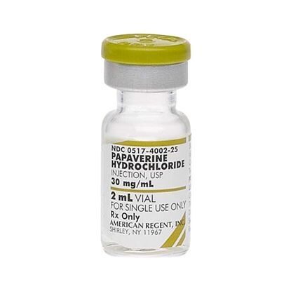 Papaverine Hydrochloride, 30mg/mL, SDV, 2mL Vial,  25vials/Tray
