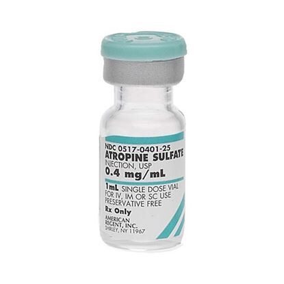 Atropine Sulfate, 0.4mg/mL, SDV, 1mL, 25 Vials/Tray