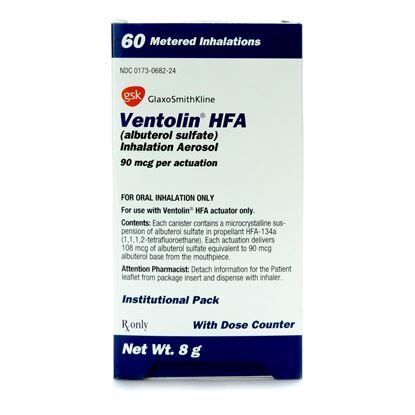 Ventolin® HFA (Albuterol Sulfate), 90mcg/dose, 60 Dose Inhaler, 8gm, Each