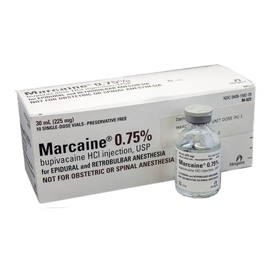 Marcaine Bupivacaine HCl 075 75mgmL SDV 10mL 10 VialsTray