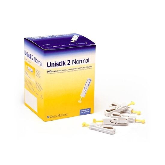 Lancet Device Unistix 2 Disposable Yellow Normal Unistik 2 100Box