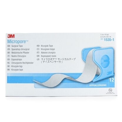 Tape, Micropore, Paper with Dispenser, 1" x 10 Yards, 12/Box