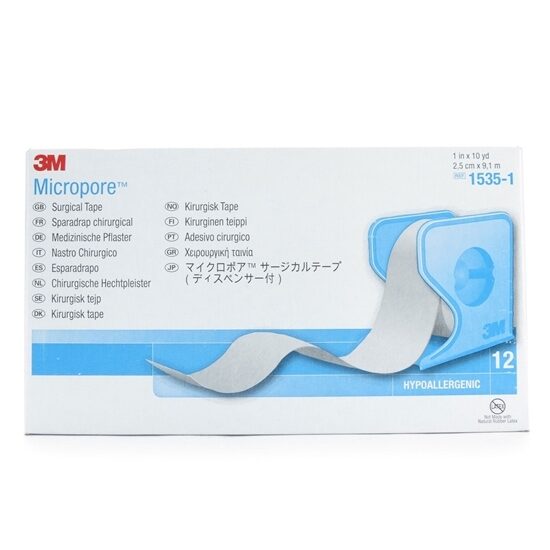 Tape Micropore Paperm with Dispenser 1 x 10 Yards 12Box