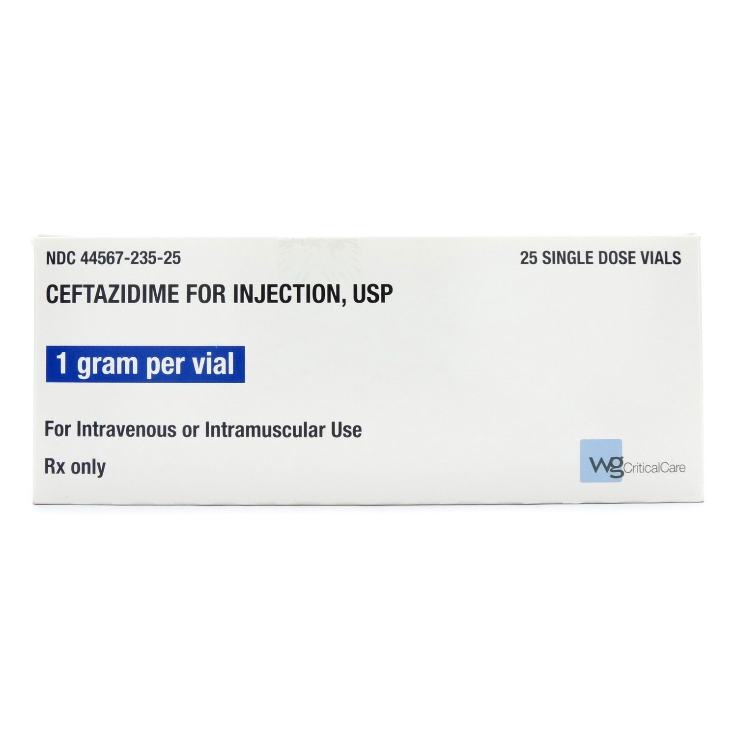Ceftazidime Injection 1 g/Vial, Single Dose Vial 20 mL, 25/Tray | McGuff