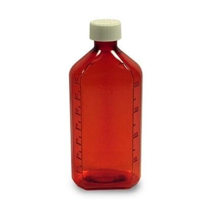 Bottle, 8 ounce Amber Oval,CRC cap Plastic, 60/Case