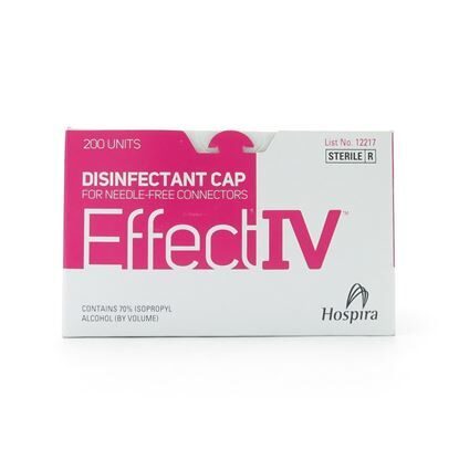 EffectIV Port Disinfecting Caps, 70% Isop. Alcohol, Up to 7 days, Pink, 200/Box