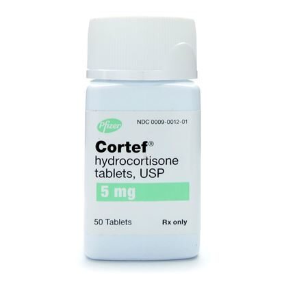 Cortef®,  5mg, White, Scored, 50 Tablets/Box