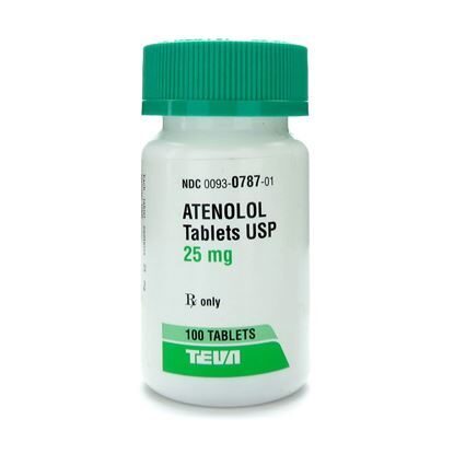 Atenolol,  25mg, 100 Tablets/Bottle