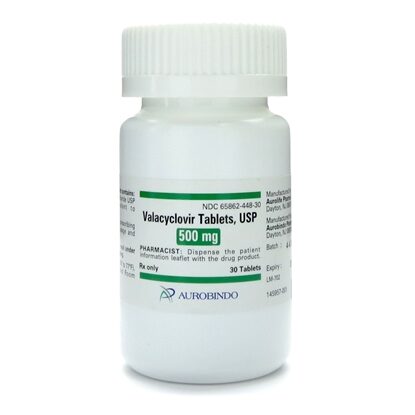 Valacyclovir HCl (Generic for Valtrex), 500mg, 30 Tablets/Bottle