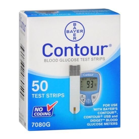 Blood Test Bayer Contour Blue Glucose Test Strips  50Box