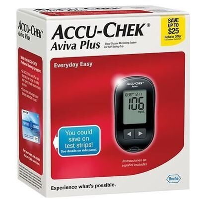Blood Glucose Meter, ACCU-CHEK® Aviva Plus, w/Softclix device.  Each