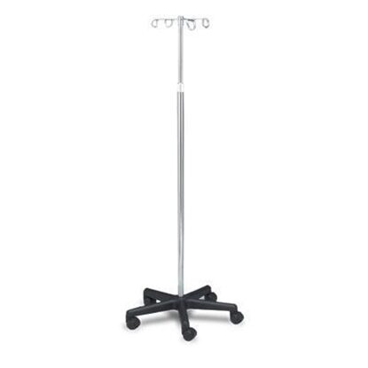 IV Stand, Chrome-Plated, 5 leg, 4 hook, 47"-84" , Locking Collar  Each