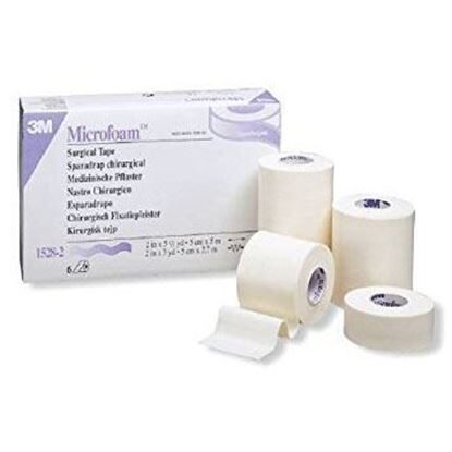 Tape, Microfoam, Elastic Foam, 1" x 5 1/2 Yards, Surgical, White, 12/Box
