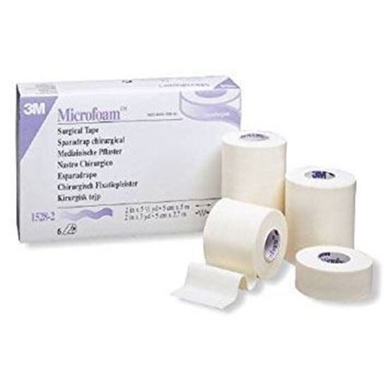 Tape Microfoam Elastic Foam 1 x 5 12 Yards Surgical White 12Box